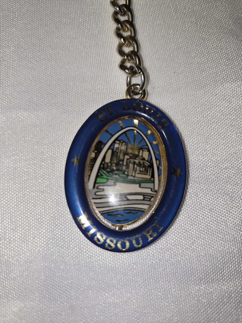 St. Louis Missouri Blue Oval Souvenir Keychain
